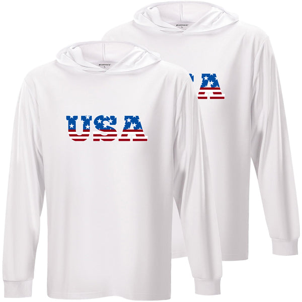 ProtectX 1-Pack American Flag Hi Vis Hoodie with Pockets UPF 50+ Sun Protection Quick Dry Safety Shirt with Hood  Customize