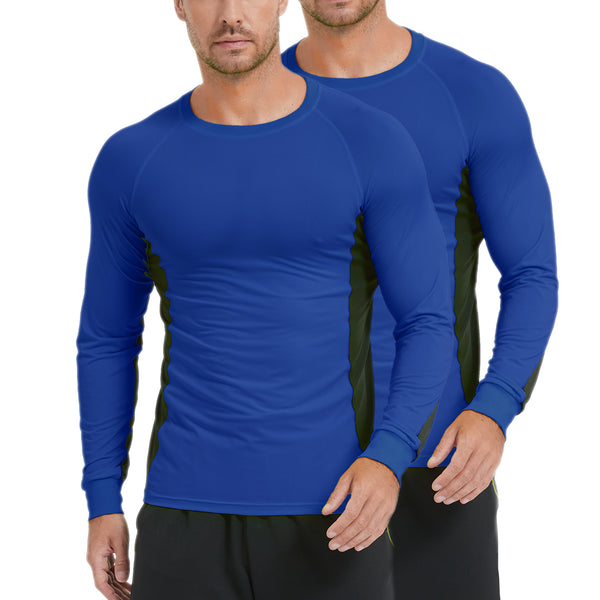 2 Pack Men's Long Sleeve Sun Protection Shirts Quick Dry UPF 50+ Lightweight Athletic Shirt for Workout Hiking Fishing