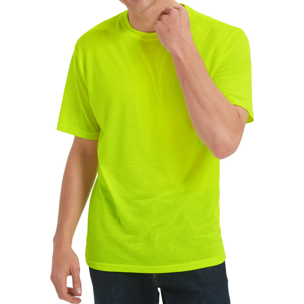 ProtectX 2-Pack High Visibility Shirts Neon Green Light Weight Short Sleeve Reflective Hi Vis Safety Shirts for Men and Women Construction Shirts