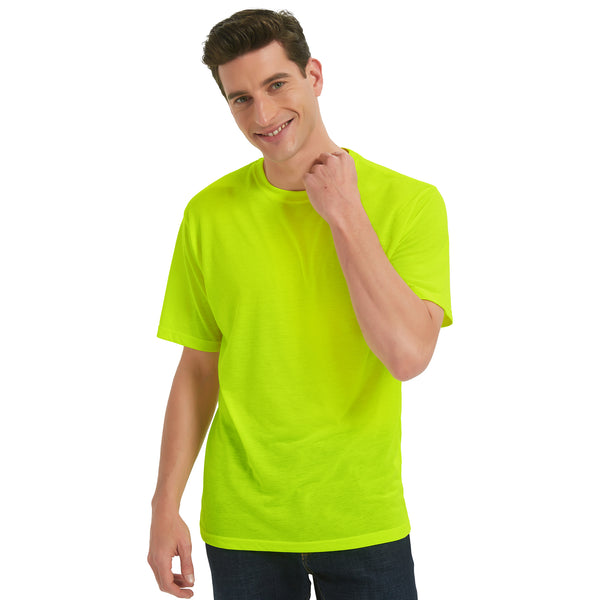 ProtectX 2-Pack High Visibility Shirts Neon Green Light Weight Short Sleeve Reflective Hi Vis Safety Shirts for Men and Women Construction Shirts