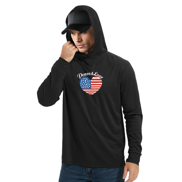 ProtectX 1-Pack American Flag Hi Vis Hoodie with Pockets UPF 50+ Sun Protection Quick Dry Safety Shirt with Hood  Customize