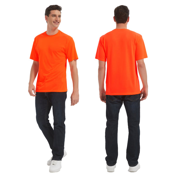 ProtectX 2-Pack High Visibility Shirts Orange Light Weight Short Sleeve Reflective Hi Vis Safety Shirts for Men and Women Construction Shirts