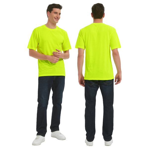 ProtectX 2-Pack High Visibility Shirts Neon Green Light Weight Short Sleeve Reflective Hi Vis Safety Shirts for Men and Women Construction Shirts