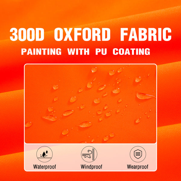 ProtectX High Visibility Neon Orange Waterproof Rain Coat for Men, Reflective One-piece Rain Jacket, Long Rain Suit, Hi Vis Safety Gear