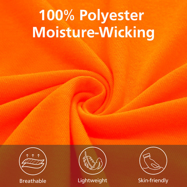 ProtectX 2-Pack High Visibility Shirts Orange Light Weight Short Sleeve Reflective Hi Vis Safety Shirts for Men and Women Construction Shirts