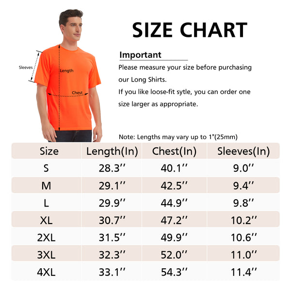 ProtectX 2-Pack High Visibility Shirts Orange Light Weight Short Sleeve Reflective Hi Vis Safety Shirts for Men and Women Construction Shirts