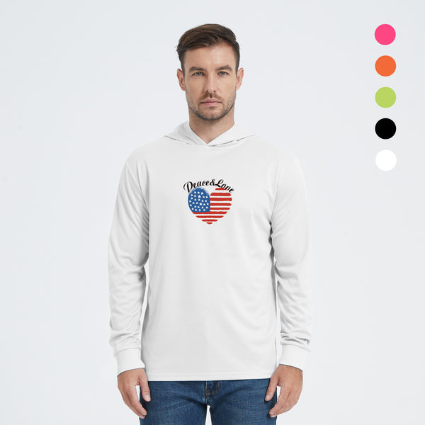 ProtectX 1-Pack American Flag Hi Vis Hoodie with Pockets UPF 50+ Sun Protection Quick Dry Safety Shirt with Hood  Customize