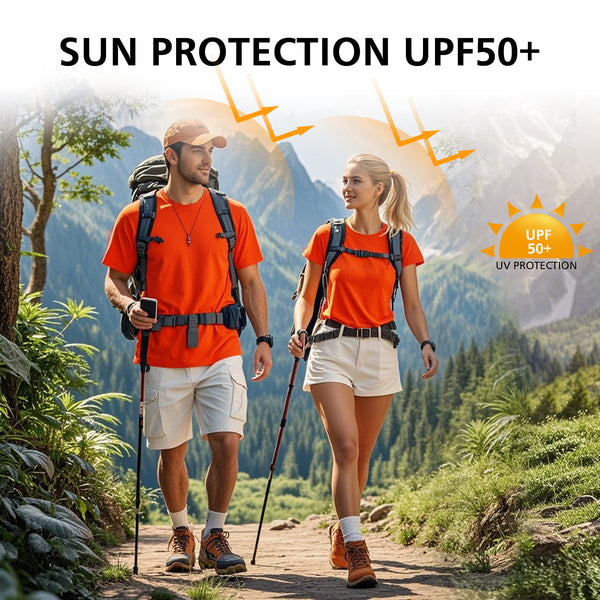 ProtectX 2-Pack High Visibility Shirts Orange Light Weight Short Sleeve Reflective Hi Vis Safety Shirts for Men and Women Construction Shirts