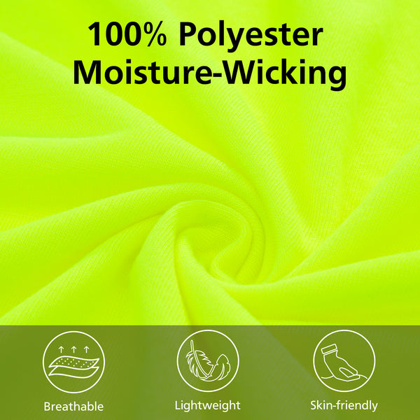 ProtectX 2-Pack High Visibility Shirts Neon Green Light Weight Short Sleeve Reflective Hi Vis Safety Shirts for Men and Women Construction Shirts