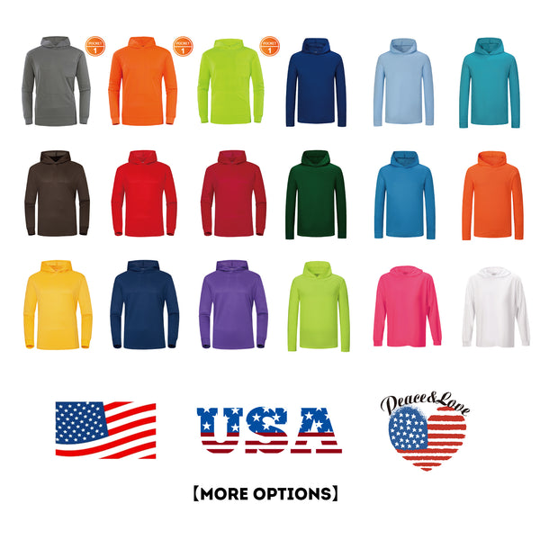 ProtectX 1-Pack American Flag Hi Vis Hoodie with Pockets UPF 50+ Sun Protection Quick Dry Safety Shirt with Hood  Customize