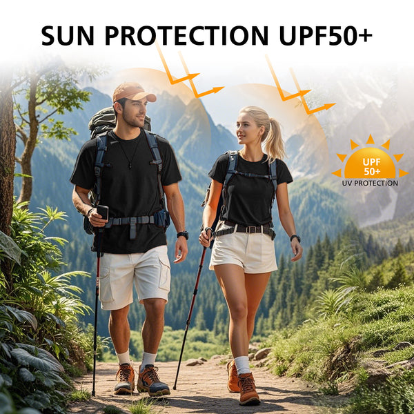 ProtectX 2-Pack High Visibility Shirts Black Light Weight Short Sleeve Reflective Hi Vis Safety Shirts for Men and Women Construction Shirts