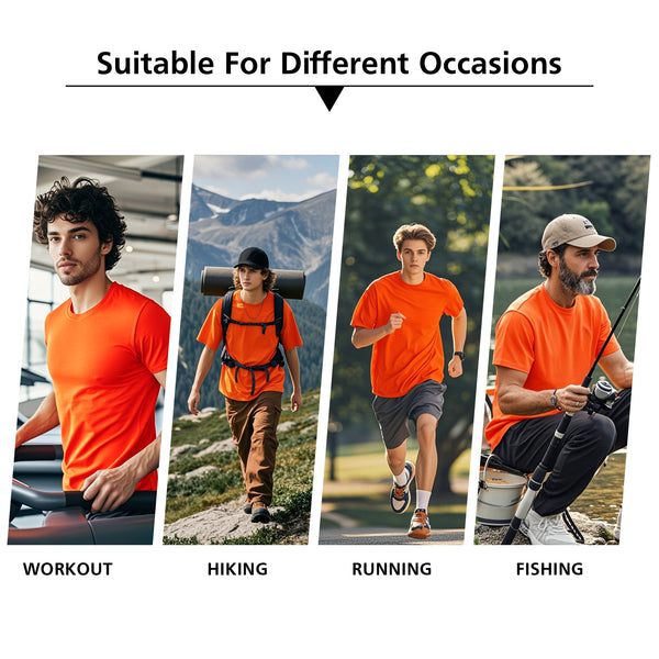 ProtectX 2-Pack High Visibility Shirts Orange Light Weight Short Sleeve Reflective Hi Vis Safety Shirts for Men and Women Construction Shirts