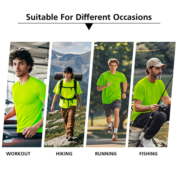 ProtectX 2-Pack High Visibility Shirts Neon Green Light Weight Short Sleeve Reflective Hi Vis Safety Shirts for Men and Women Construction Shirts