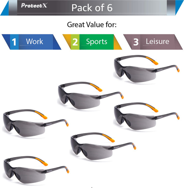 ProtectX Safety Glasses for Men & Women, Safety Sunglasses with Anti-Fog Scratch Resistant Lenses, Non-Slip Grips, ANSI Z87.1