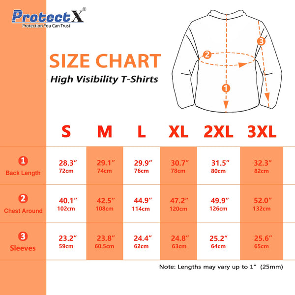 ProtectX 2-Pack High Visibility Long Sleeve T-Shirts, Comfortable Cotton Blend Men's Work Athletic Shirt, Orange