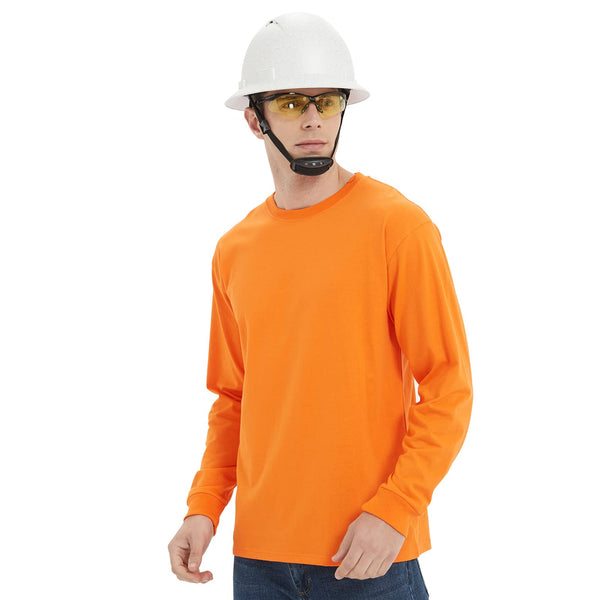 ProtectX 2-Pack High Visibility Long Sleeve T-Shirts, Comfortable Cotton Blend Men's Work Athletic Shirt, Orange