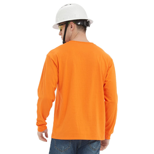 ProtectX 2-Pack High Visibility Long Sleeve T-Shirts, Comfortable Cotton Blend Men's Work Athletic Shirt, Orange