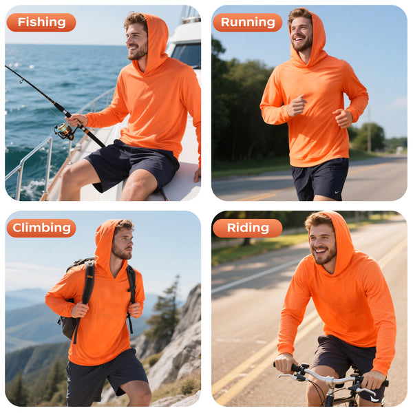 ProtectX 1-Pack Orange Hi Vis Hoodie with Pockets UPF 50+ Sun Protection Quick Dry Safety Shirt with Hood