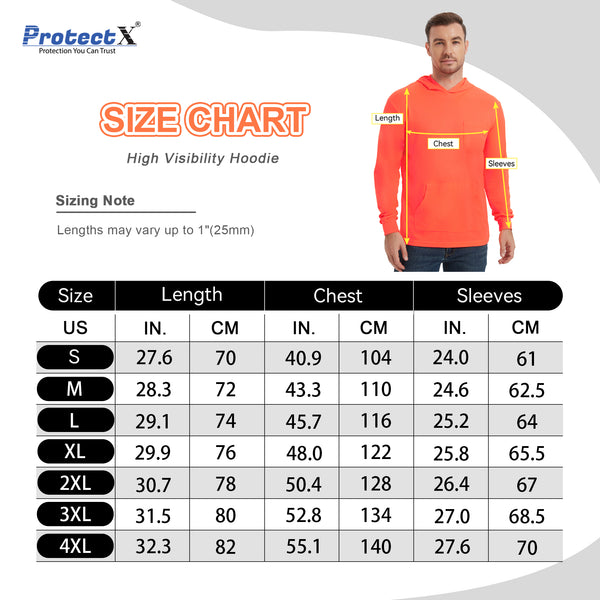 ProtectX 1-Pack Orange Hi Vis Hoodie with Pockets UPF 50+ Sun Protection Quick Dry Safety Shirt with Hood