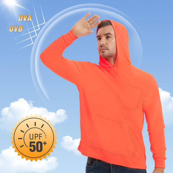 ProtectX 1-Pack Orange Hi Vis Hoodie with Pockets UPF 50+ Sun Protection Quick Dry Safety Shirt with Hood