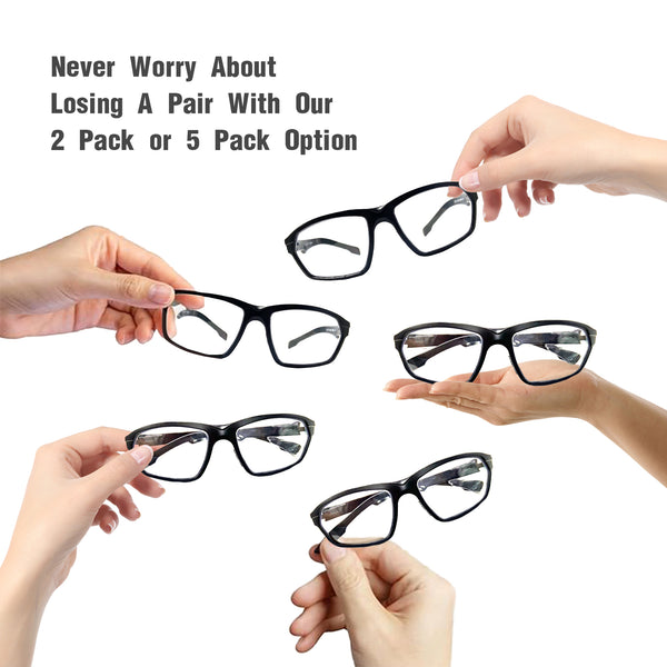 ProtectX Classic Safety Glasses Anti-Fog Scratch Resistant Lenses Protective +1.0 Diopter Reading Glasses ANSI Z87.1