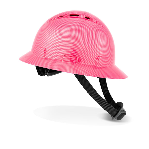 ProtectX Pink Full Brim Hard Hats Vented Construction Helmets OSHA Approved Safety Hardhats 6-Point Suspension Cascos De Construction