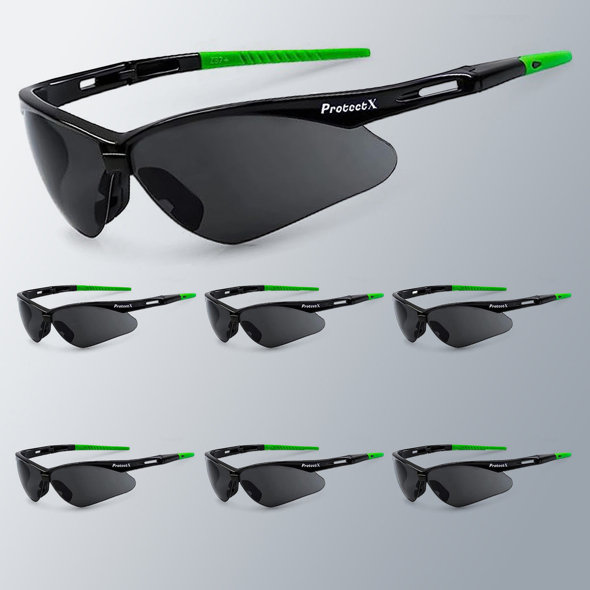 ProtectX Evergreen Tinted Smoke Safety Glasses for Men Women