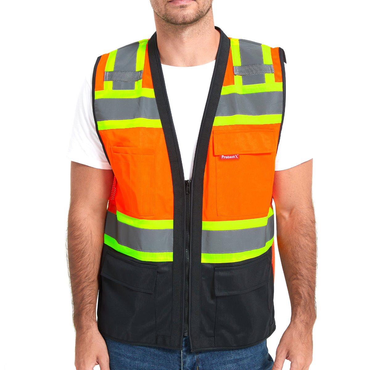 ProtectX | Safety Vest Orange Class 2 Hi-Visibility Vest,ANSI/ISEA ...