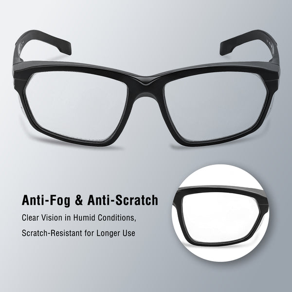 ProtectX Classic Safety Glasses Anti-Fog Scratch Resistant Lenses Protective +2.0 Diopter Reading Glasses ANSI Z87.1