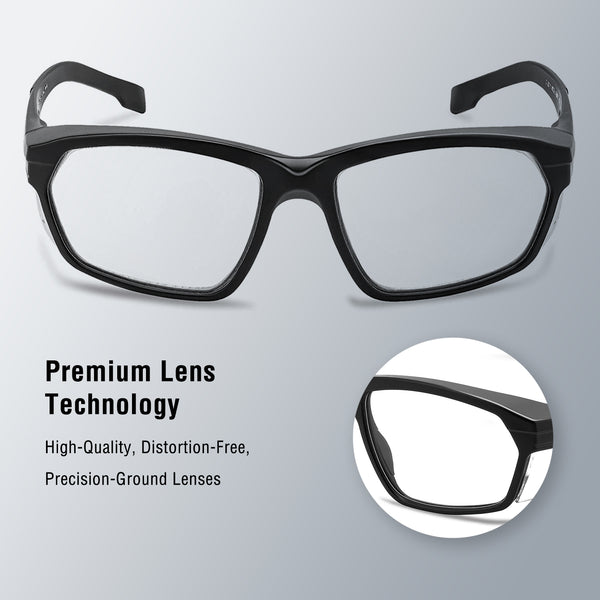 ProtectX Classic Safety Glasses Anti-Fog Scratch Resistant Lenses Protective +2.0 Diopter Reading Glasses ANSI Z87.1