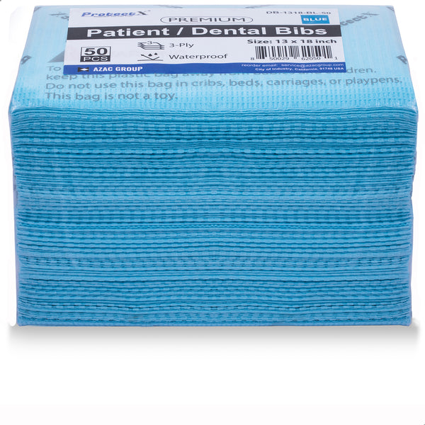 Disposable Dental Bibs Napkin 50Pcs Blue - AZAC Group