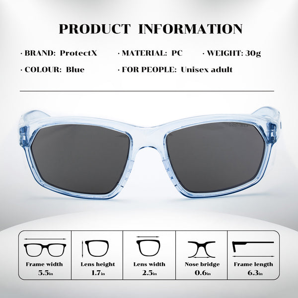ProtectX【Macaron Series】 Classic Safety Grey Glasses Anti-Fog Scratch Resistant Lenses Protective ANSI Z87.1
