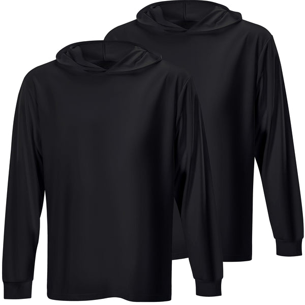 ProtectX 2-Pack Black Lightweight Long Sleeve Hoodies UPF 50+ Sun Protection Shirts For Men