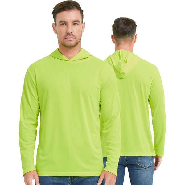 ProtectX 2-Pack Neon Green Moisture Wicking Long Sleeve Hoodies UPF 50+ Sun Protection Shirts For Men