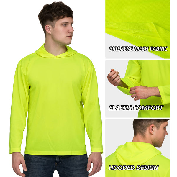 ProtectX 2-Pack Neon Green Moisture Wicking Long Sleeve Hoodies UPF 50+ Sun Protection Shirts For Men