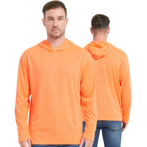 ProtectX 2-Pack Neon Orange Lightweight Long Sleeve Hoodies UPF 50+ Sun Protection Shirts For Men