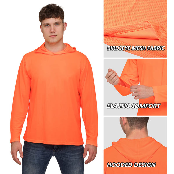 ProtectX 2-Pack Neon Orange Lightweight Long Sleeve Hoodies UPF 50+ Sun Protection Shirts For Men