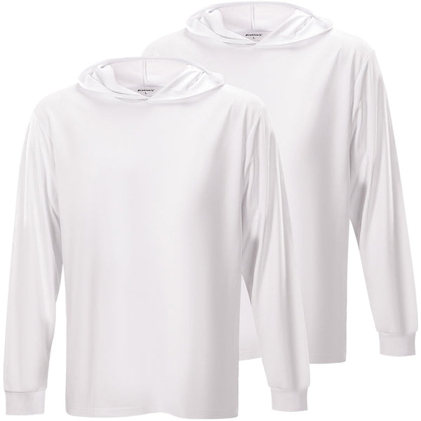 ProtectX 2-Pack White Lightweight Long Sleeve Hoodies UPF 50+ Sun Protection Shirts For Men