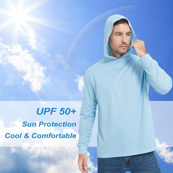 ProtectX 2-Pack Arctic Blue Lightweight Long Sleeve Hoodies UPF 50+ Sun Protection Shirts For Men