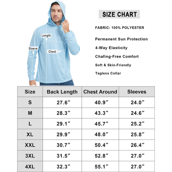 ProtectX 2-Pack Arctic Blue Lightweight Long Sleeve Hoodies UPF 50+ Sun Protection Shirts For Men