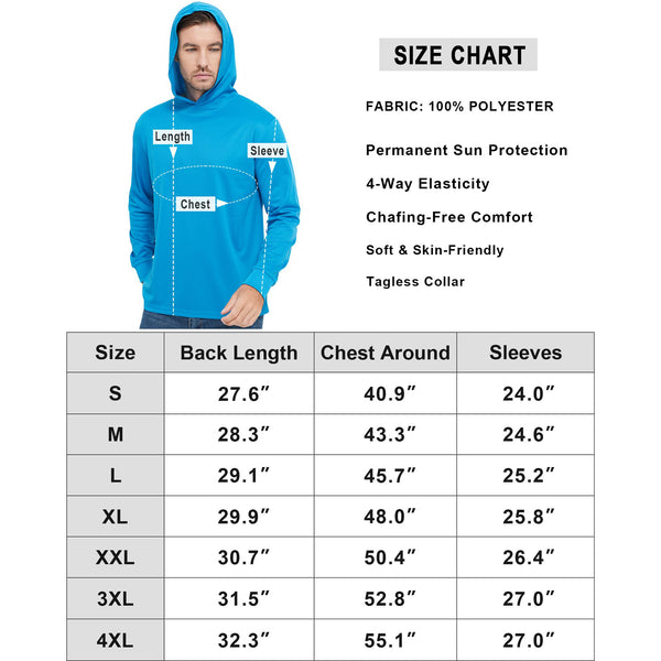 ProtectX 2-Pack Sky Blue Lightweight Long Sleeve Hoodies UPF 50+ Sun Protection Shirts For Men