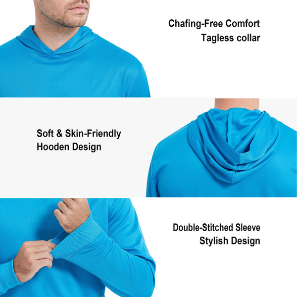 ProtectX 2-Pack Sky Blue Lightweight Long Sleeve Hoodies UPF 50+ Sun Protection Shirts For Men