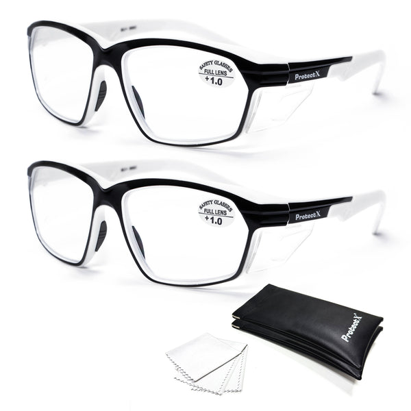 ProtectX Panda Safety Reading Glasses Anti-Fog Scratch Resistant Lenses Protective +1.0/1.5/2.0/2.5/3.0 Diopter Reading Glasses ANSI Z87.1-