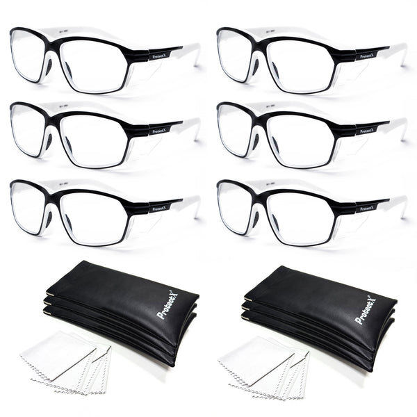ProtectX Classic Safety Glasses Anti Fog Anti Scratch, ANSI Z87.1 for Women and Men – Leather Bag