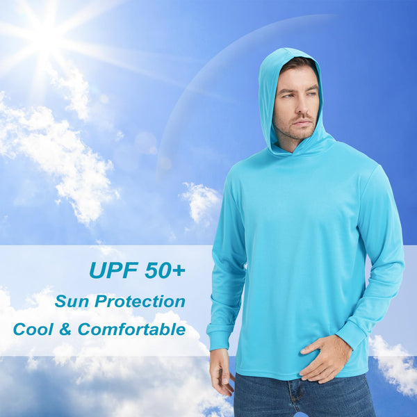 ProtectX 2-Pack Turquoise Lightweight Long Sleeve Hoodies UPF 50+ Sun Protection Shirts For Men