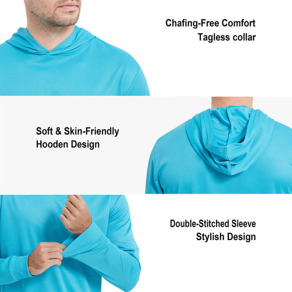 ProtectX 2-Pack Turquoise Lightweight Long Sleeve Hoodies UPF 50+ Sun Protection Shirts For Men