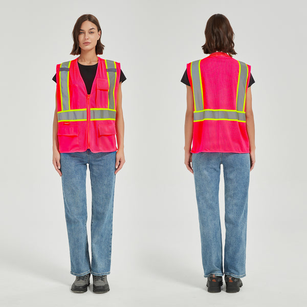 ProtectX Safety Vest for Men Women High Visibility Mesh Reflective Construction Vest with 4 Pockets