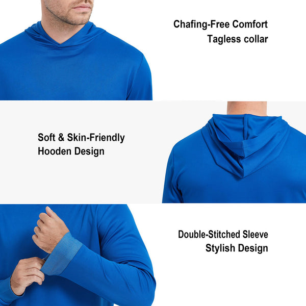 ProtectX 2-Pack Royal Blue Lightweight Long Sleeve Hoodies UPF 50+ Sun Protection Shirts For Men