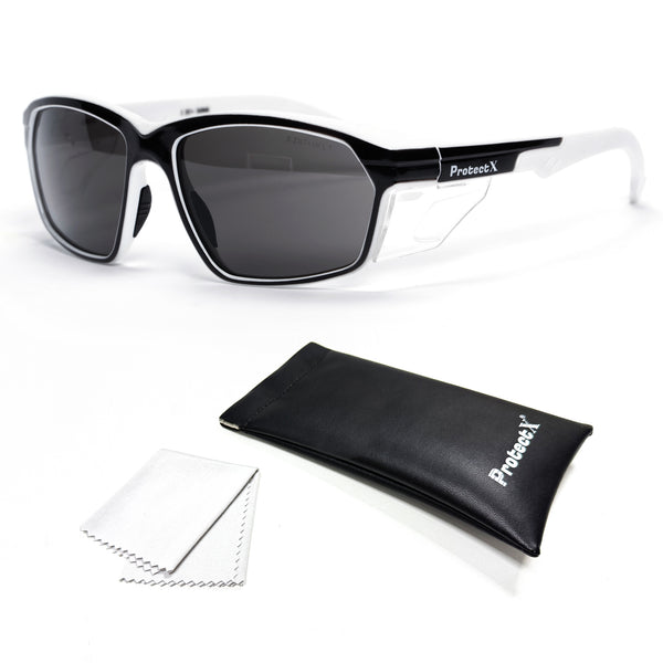 ProtectX Classic Panda Safety Grey Glasses Anti-Fog Scratch Resistant Lenses Protective Reading Glasses ANSI Z87.1