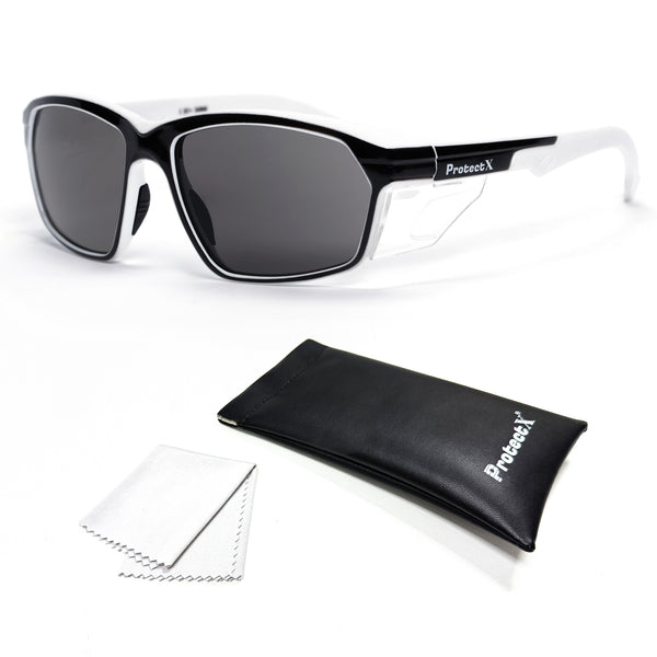 ProtectX Classic Panda Safety Grey Glasses Anti-Fog Scratch Resistant Lenses Protective Reading Glasses ANSI Z87.1